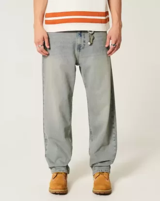 Baggy-Jeans in heller Waschung