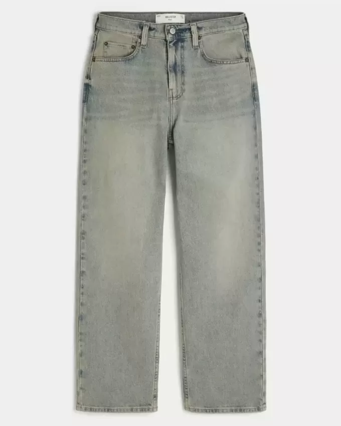 Baggy-Jeans in heller Waschung