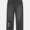 Baggy-Jeans in verwaschenem Schwarz mit Stern-Grafik