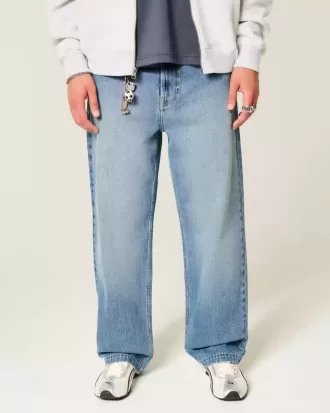 Baggy-Jeans mit Adler-Grafik in mittlerer Waschung