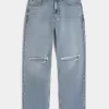 Baggy-Jeans mit Rissen und mittlerer Waschung