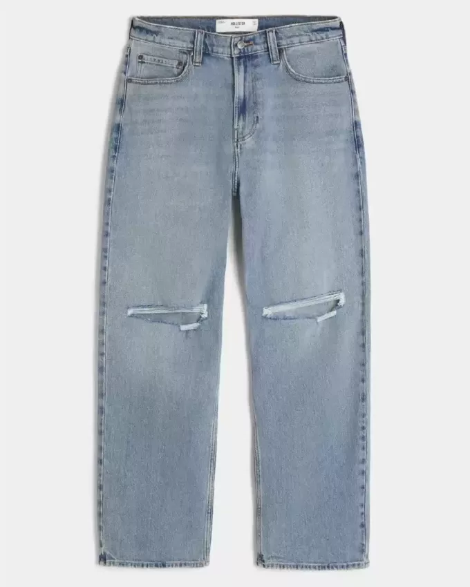 Baggy-Jeans mit Rissen und mittlerer Waschung