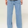 Baggy-Jeans mit Stickerei in mittlerer Waschung