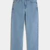 Baggy-Jeans mit Stickerei in mittlerer Waschung