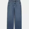 Baggy-Jeans mit ultrahohem Bund und mittlerer Waschung Baggy-Jeans mit ultrahohem Bund und mittlerer Waschung
