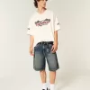 Baggy-Jeansshorts mit Schlangenmuster Baggy-Jeansshorts mit Schlangenmuster