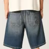 Baggy-Jeansshorts mit Schlangenmuster Baggy-Jeansshorts mit Schlangenmuster