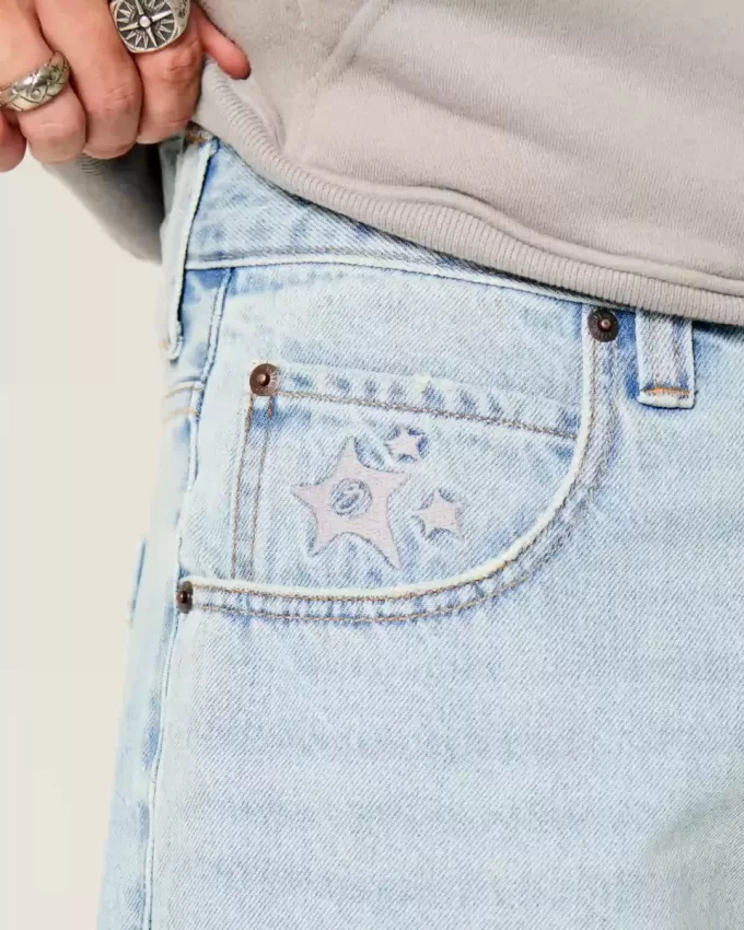 Baggy-Jeansshorts mit Sterngrafik Baggy-Jeansshorts mit Sterngrafik