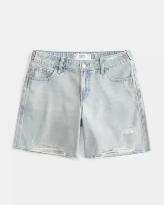 Baggy Jort mit niedrigem Bund und heller Waschung und verstellbarem Bund