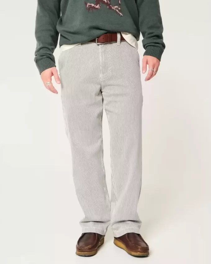 Baggy-Malerjeans mit Eisenbahnstreifen Baggy-Malerjeans mit Eisenbahnstreifen