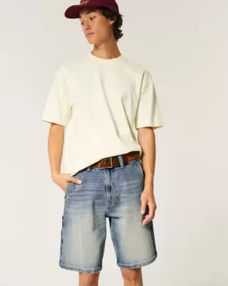 Baggy-Malershorts aus Denim in mittlerer Waschung