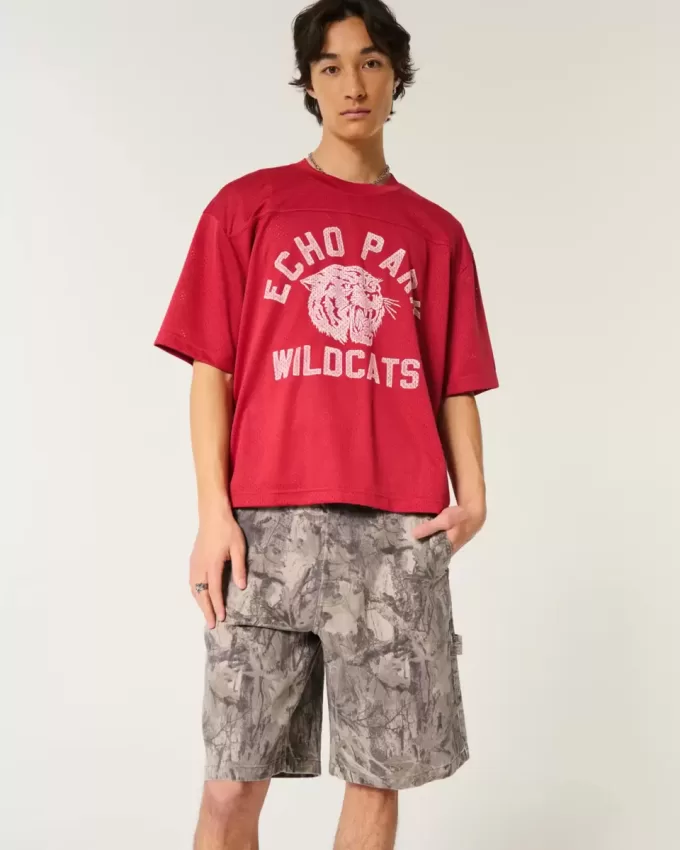 Baggy-Malershorts aus Denim mit Camouflage-Muster Baggy-Malershorts aus Denim mit Camouflage-Muster
