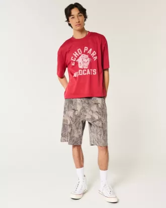Baggy-Malershorts aus Denim mit Camouflage-Muster