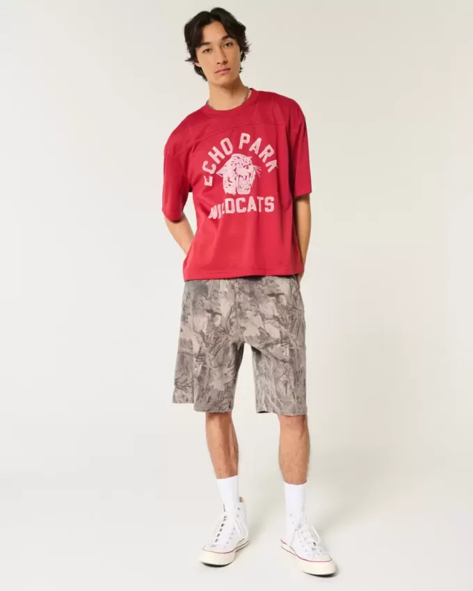 Baggy-Malershorts aus Denim mit Camouflage-Muster Baggy-Malershorts aus Denim mit Camouflage-Muster