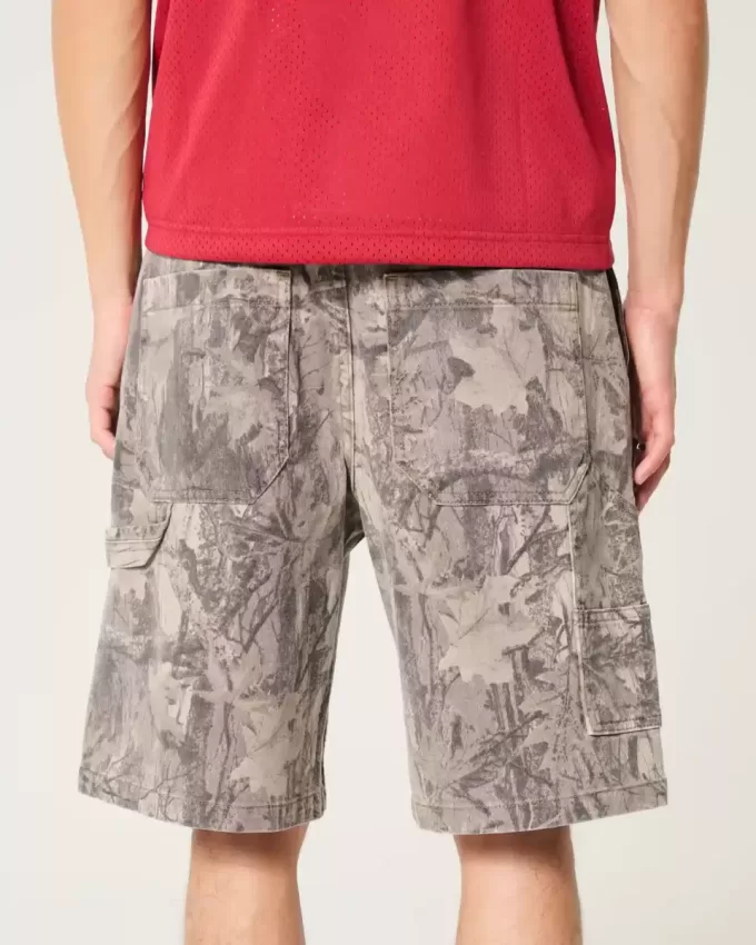 Baggy-Malershorts aus Denim mit Camouflage-Muster Baggy-Malershorts aus Denim mit Camouflage-Muster