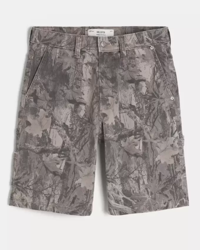 Baggy-Malershorts aus Denim mit Camouflage-Muster Baggy-Malershorts aus Denim mit Camouflage-Muster