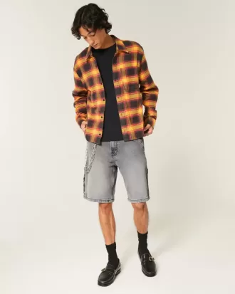 Baggy-Malershorts aus verwaschenem schwarzem Denim