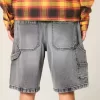 Baggy-Malershorts aus verwaschenem schwarzem Denim Baggy-Malershorts aus verwaschenem schwarzem Denim