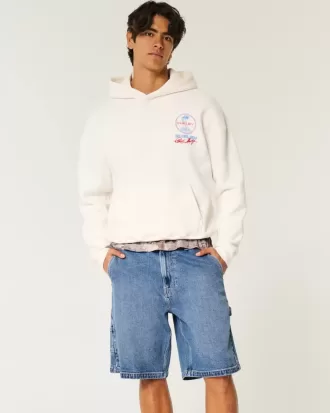 Baggy Painter-Jeansshorts in mittlerer Waschung