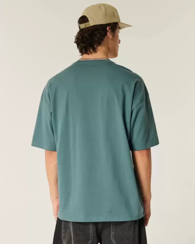 Baggy-T-Shirt aus Baumwolle mit Rundhalsausschnitt Baggy-T-Shirt aus Baumwolle mit Rundhalsausschnitt
