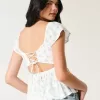 Bequemes Babydoll-Oberteil mit Flatterärmeln