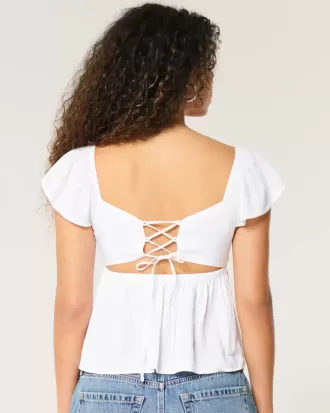 Bequemes Babydoll-Oberteil mit Flatterärmeln