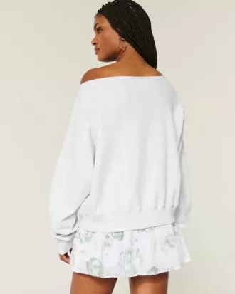 Bequemes, schulterfreies Connecticut-Grafik-Sweatshirt