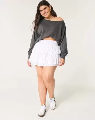 Bequemes, schulterfreies Frottee-Sweatshirt