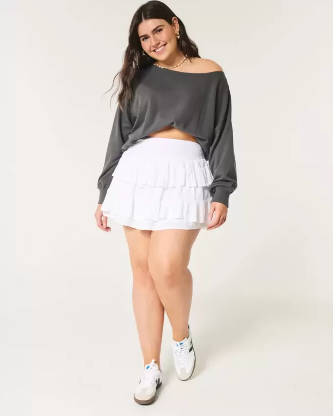 Bequemes, schulterfreies Frottee-Sweatshirt Bequemes, schulterfreies Frottee-Sweatshirt