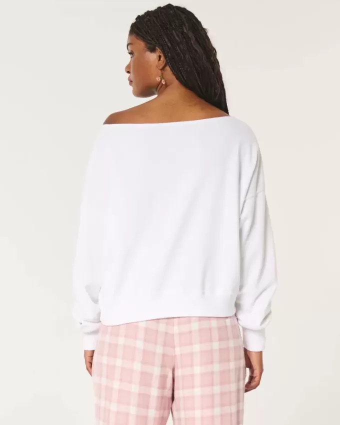 Bequemes, schulterfreies Frottee-Sweatshirt