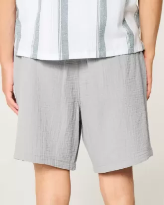 Über dem Knie Crinkle-Baumwollshorts