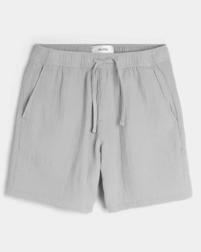 Über dem Knie Crinkle-Baumwollshorts Über dem Knie Crinkle-Baumwollshorts