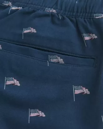 Über dem Knie geschnittene Shorts aus Leinenmischung mit Muster