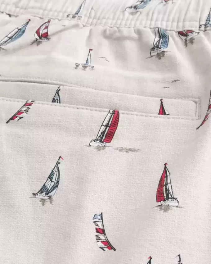 Über dem Knie geschnittene Shorts aus Leinenmischung mit Muster Über dem Knie geschnittene Shorts aus Leinenmischung mit Muster