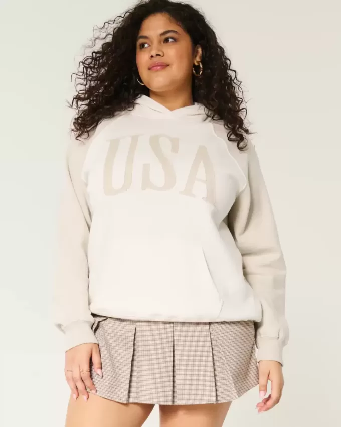 Übergroßer Hoodie mit USA-Grafik Übergroßer Hoodie mit USA-Grafik