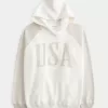Übergroßer Hoodie mit USA-Grafik Übergroßer Hoodie mit USA-Grafik