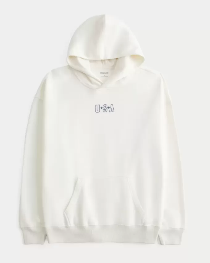 Übergroßer Hoodie mit USA-Grafik Übergroßer Hoodie mit USA-Grafik