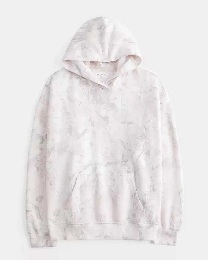 Übergroßer Kapuzenpullover in Rosa mit Camouflage-Muster