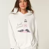 Übergroßer Kapuzenpullover mit East Coast-Grafik Übergroßer Kapuzenpullover mit East Coast-Grafik