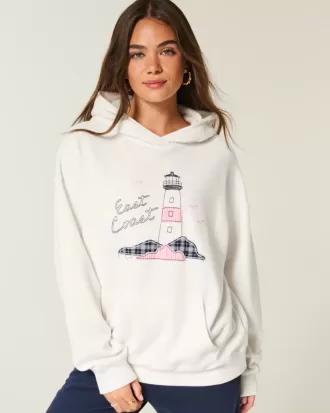 Übergroßer Kapuzenpullover mit East Coast-Grafik Übergroßer Kapuzenpullover mit East Coast-Grafik