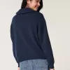 Übergroßer Pullover mit amerikanischer Flaggengrafik und halbem Reißverschluss Übergroßer Pullover mit amerikanischer Flaggengrafik und halbem Reißverschluss