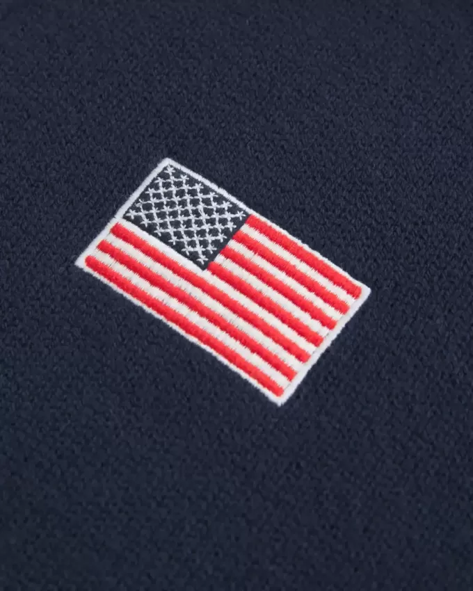 Übergroßer Pullover mit amerikanischer Flaggengrafik und halbem Reißverschluss Übergroßer Pullover mit amerikanischer Flaggengrafik und halbem Reißverschluss