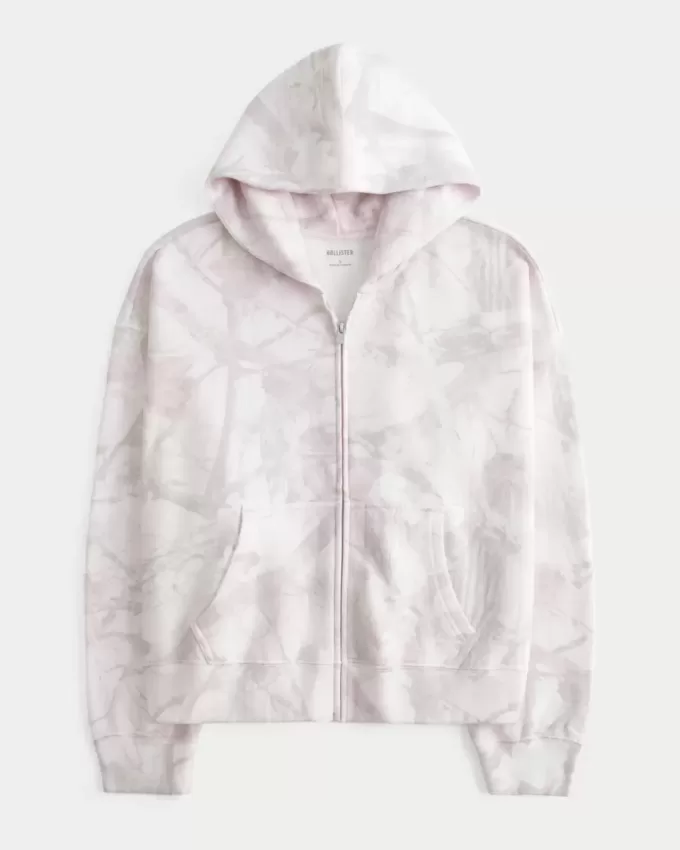 Übergroßer rosa Camouflage-Kapuzenpullover mit Reißverschluss Übergroßer rosa Camouflage-Kapuzenpullover mit Reißverschluss