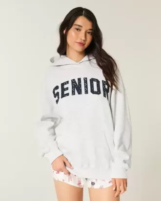 Übergroßer Senior-Kapuzenpullover mit Grafik Übergroßer Senior-Kapuzenpullover mit Grafik