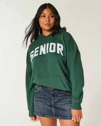 Übergroßer Senior-Kapuzenpullover mit Grafik Übergroßer Senior-Kapuzenpullover mit Grafik