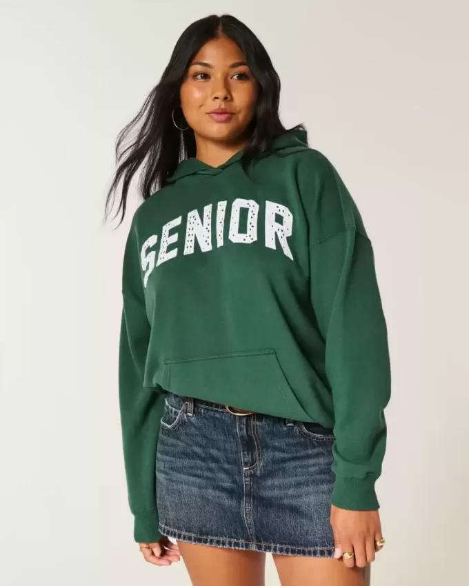 Übergroßer Senior-Kapuzenpullover mit Grafik Übergroßer Senior-Kapuzenpullover mit Grafik