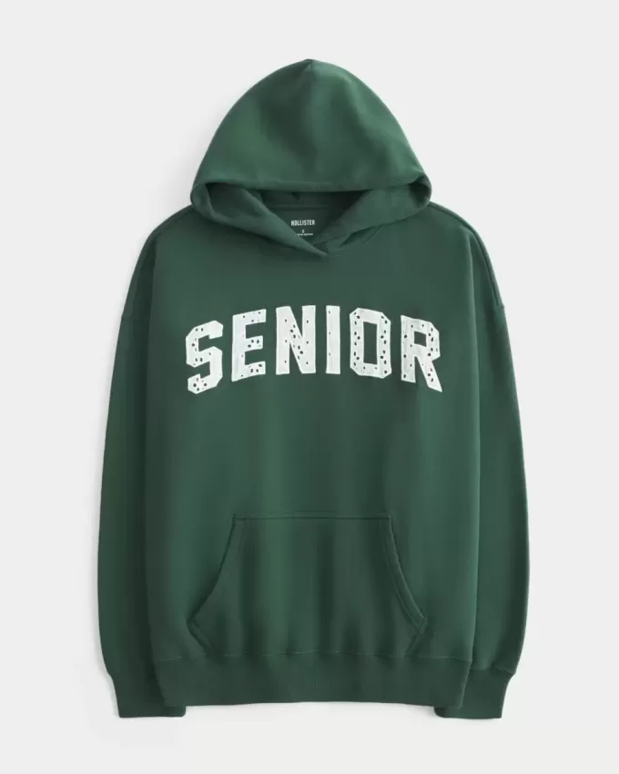 Übergroßer Senior-Kapuzenpullover mit Grafik Übergroßer Senior-Kapuzenpullover mit Grafik
