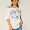 Übergroßes schulterfreies Kauai-Grafik-T-Shirt Übergroßes schulterfreies Kauai-Grafik-T-Shirt