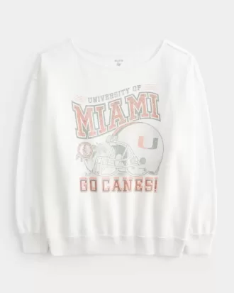 Übergroßes, schulterfreies Sweatshirt mit Grafik der University of Miami