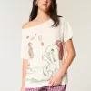 Übergroßes schulterfreies T-Shirt mit Snoopy-Grafik Übergroßes schulterfreies T-Shirt mit Snoopy-Grafik